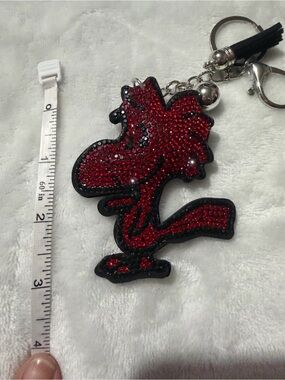 Red Rhinestone w/ Blck Trim Character Keychain/ Bag Charm